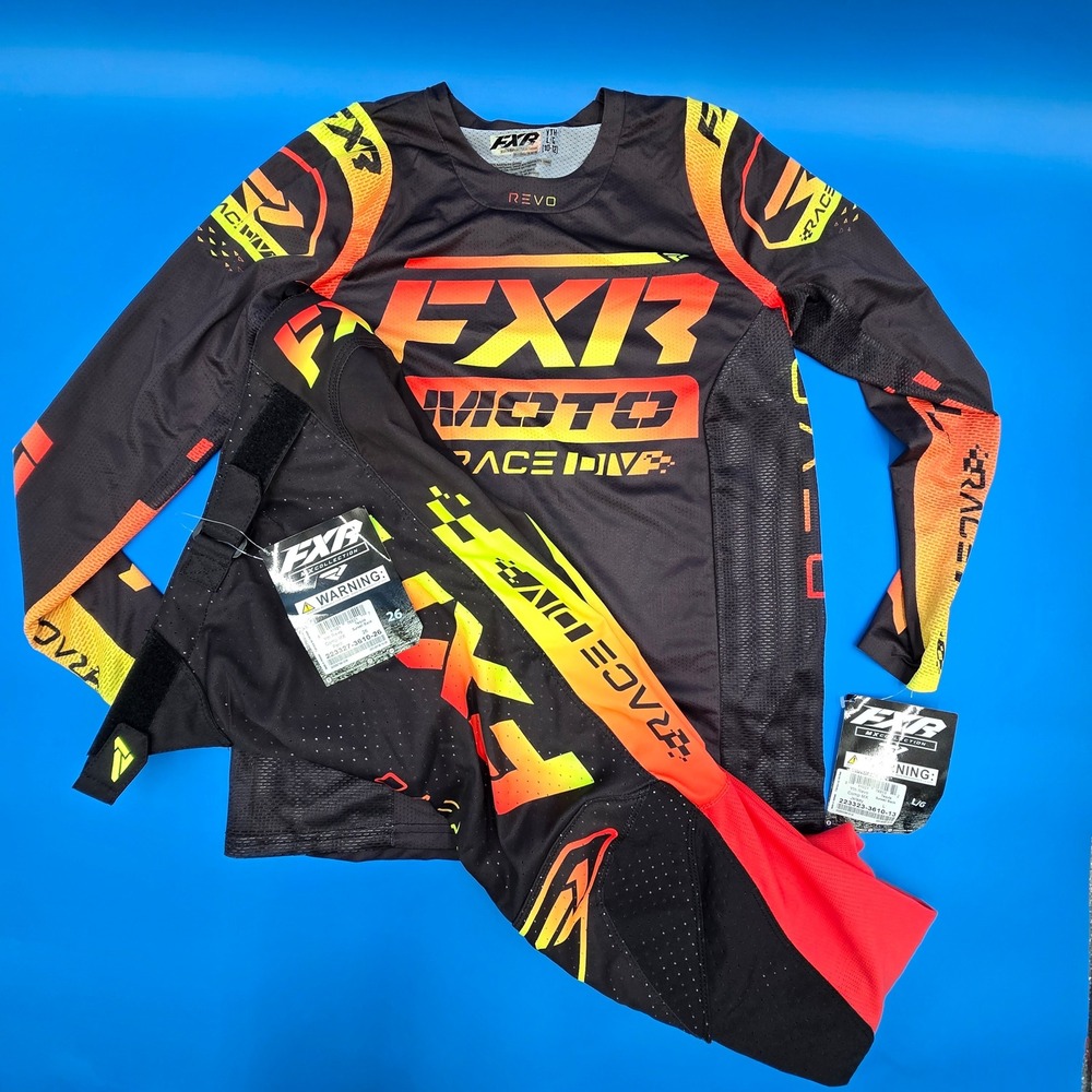 FXR Youth Revo Comp MX Motocross Jersey Pants Set Tequila Sunset Black 26 L